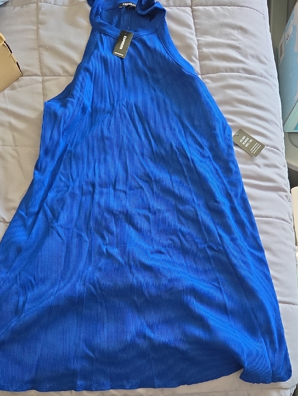Express Royal Blue Ribbed Mini Dress
